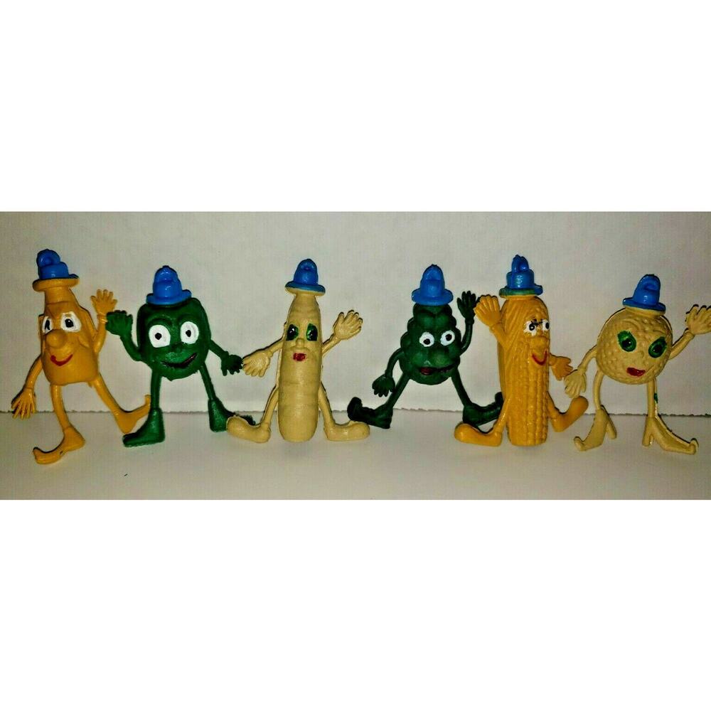 Vintage 6‎ Happy Face Veggie Pen Toppers Old Gumball Vending New Old Stock Sku43